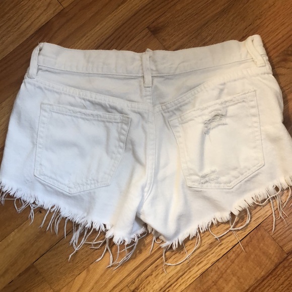 Free People Distressed White Denim Shorts - Picture 2 of 4